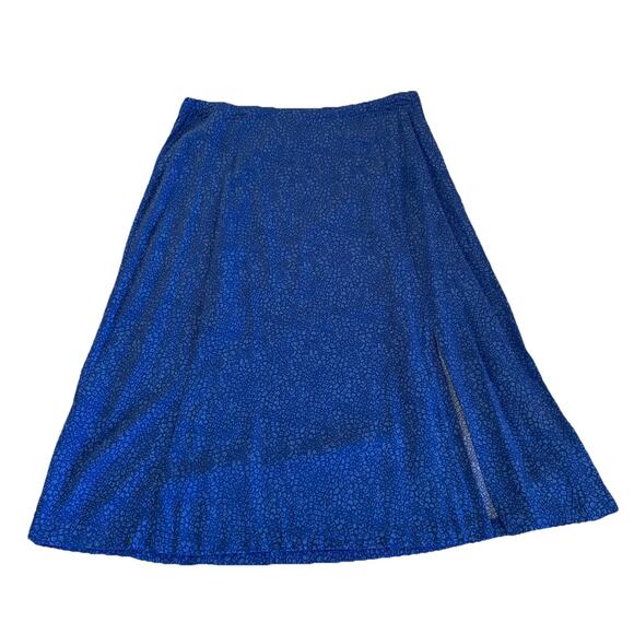 On 34th Women’s Blue Animal Print Midi Lightweight Skirt Large Viscose Side Zip - Picture 3 of 11